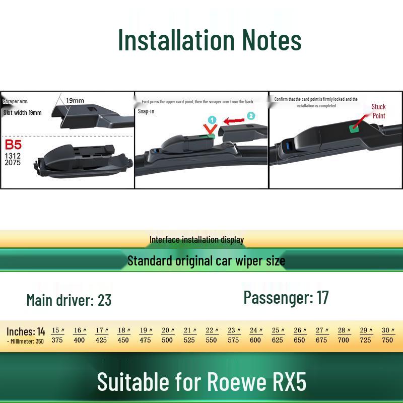Silent Windshield Wipers for Roewe RX5/eRX5/PLUS/e/MAX - Original Car Fit.