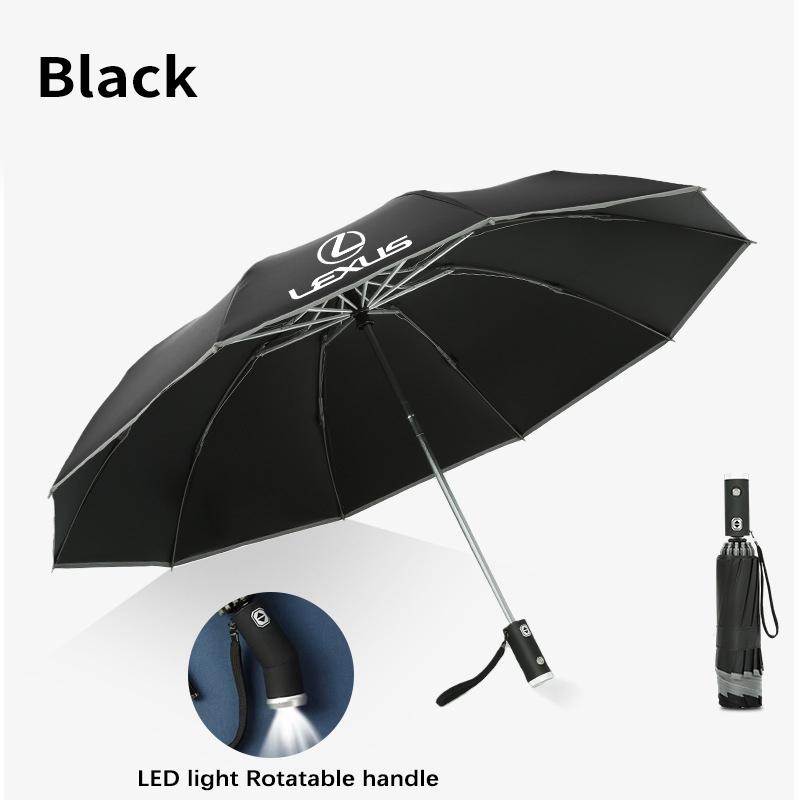 Car Led Light Automatic Folding Windproof Sunshade Umbrella For Lexus F Sport ES200 ES300 RX300 GS300 IS300 LS500h LX570 CT200h AEM1