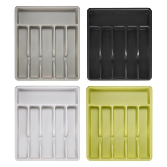 Cutlery Drawer Organizer Tray 6 Compartment Plastic Storage Box for Kitchen Utensils Forks Spoons Cutter Sturdy BPA-Free Divider Holder