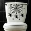 Indoor Party Atmosphere Props Halloween Spider Web Toilet Seat Sticker, Self-Adhesive Black Spiders Lid Non Residual Adhesive Decor Decal, Horror