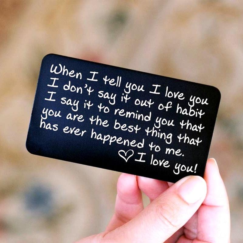 Engraved I Love You Wallet Card - Wallet Insert -Groom Gift Husband Gift Anniversary Gift