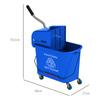 20L Compact Mop Bucket on Wheels, with Water Separation Panel - Blue