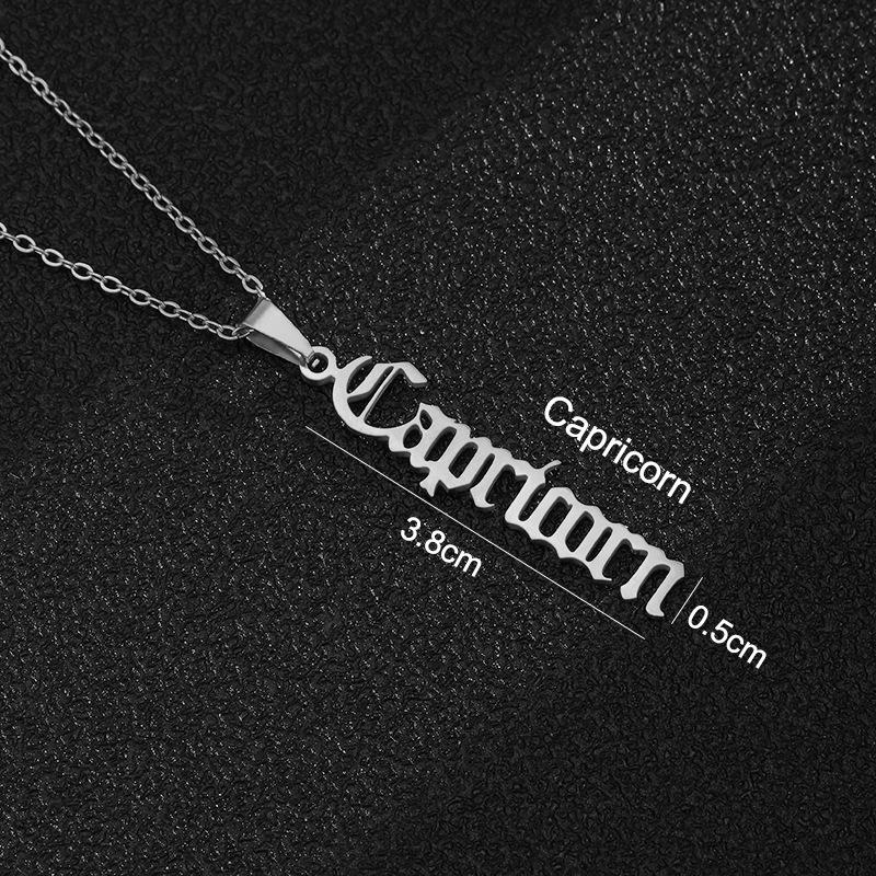 Twelve Constellation Stainless Steel English Letter Necklace - Unisex Titanium Pendant Chain