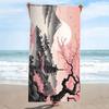 Mount Fuji Cherry Blossoms Print Beach Towel, Large Soft Quick Dry Towel for Beach Camping Swimming