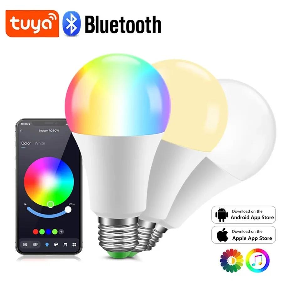E27 LED Smart Bulb RGB Lamp Tuya Bluetooth 4.0 Smart Lighting Lamp Изменение цвета Dimmable Home Hotel Bar Спальня Decor AC85-265V