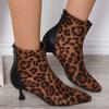 Леопардовый заостренный носок женские зимние ботильоны замшевые на среднем каблуке сексуальная обувь зимние модные ботинки челси 2024 года трендовый дизайнер Botas Mujer