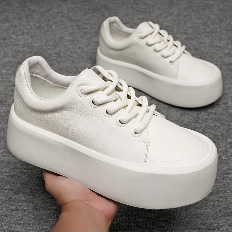 New Men's Comfort All Match Genuine Leather Platform Height Increasing Causal Shoes Flats Moccasins Walking Sneakers