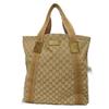 Used GG Canvas Tote Bag, Size 9539, 189669, 7924, A4 Cotton Calfskin, Light Pink Gold Logo Embossed, Beige, Women's