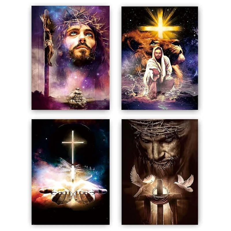 Vintage Risen Jesus Cross Christian Religion Wall Art Canvas Painting Poster Prints Living Room Large Pictures Modern Home Decor