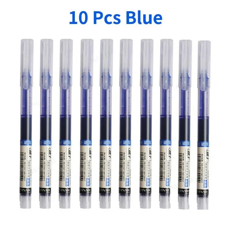 10pcs Rolling Ball Pens Quick Dry Ink, 0.5 mm Extra Fine Point Pens Liquid Ink Pen Rollerball Pens For Office School Stationery