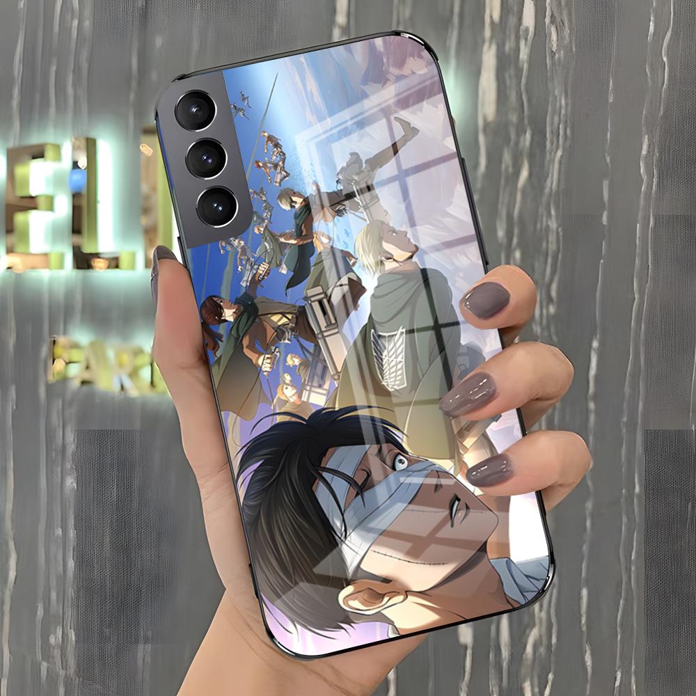 Чехол для телефона Аниме Атака Титанов Для Samsung A25 A13 A33 5G A54 A36 A35 A56 A52 A14 Ударопрочный Стеклянный Чехол