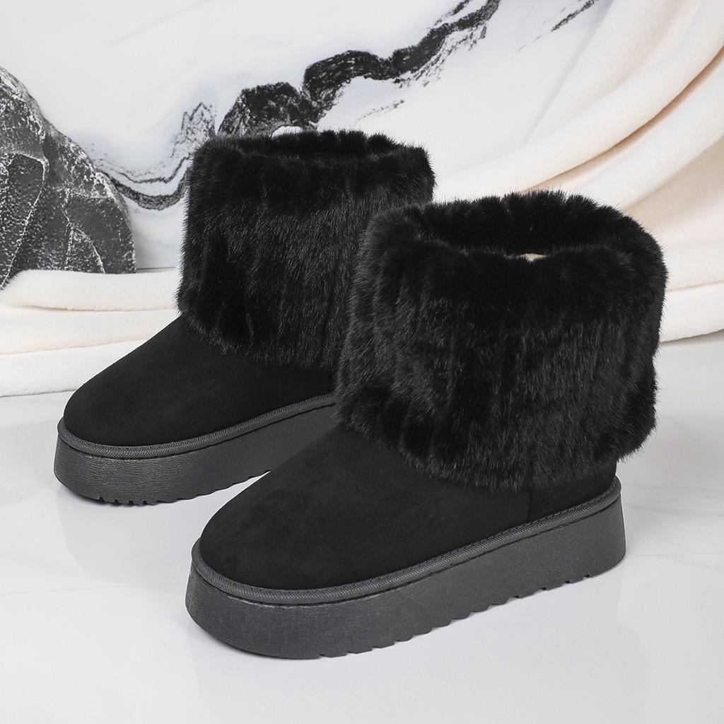 Fashion Winter Women Boots Suede Thermal Sleeves Keep Warm Mid-Calf Snow Boots Ladies Comfortable Size 41
