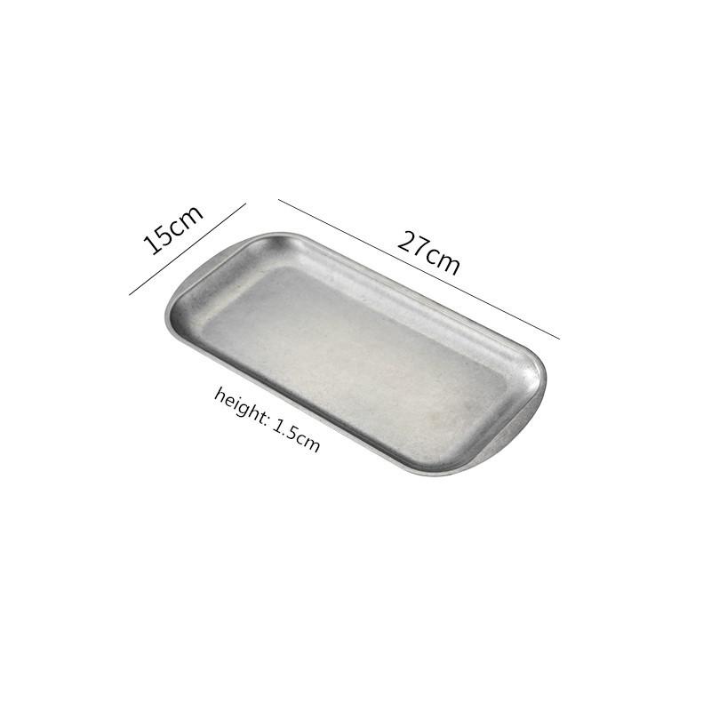Ретро классика 304 нержавеющая сталь прямоугольная тарелка поднос для хранения кофейня барбекю обеденный сервиз тарелки и блюда обеденные тарелки