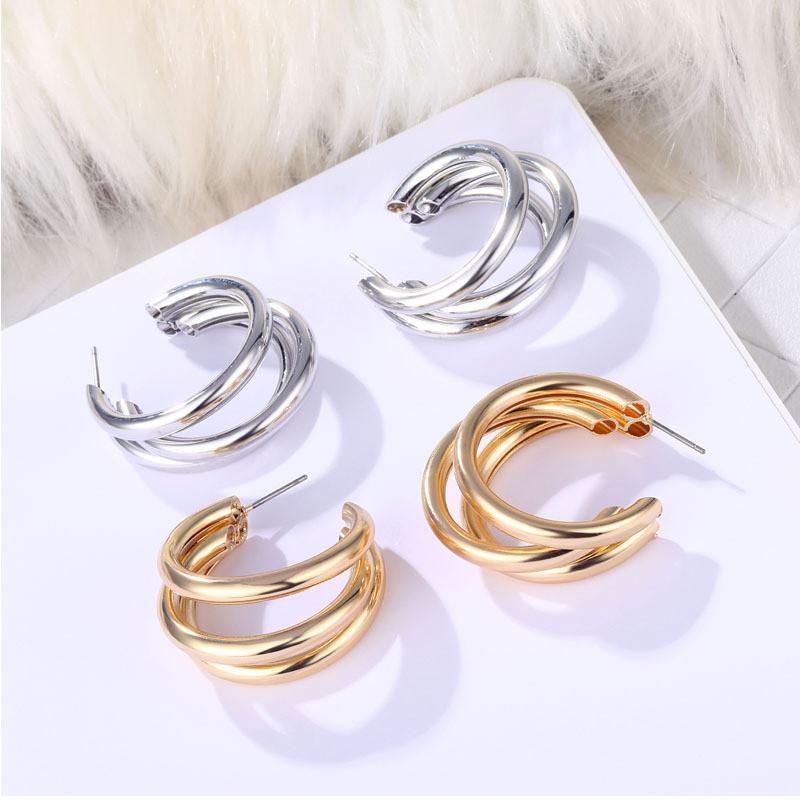 Minimalist Multi-circle Earrings For Women Gold And Silver Fashion Jewelry