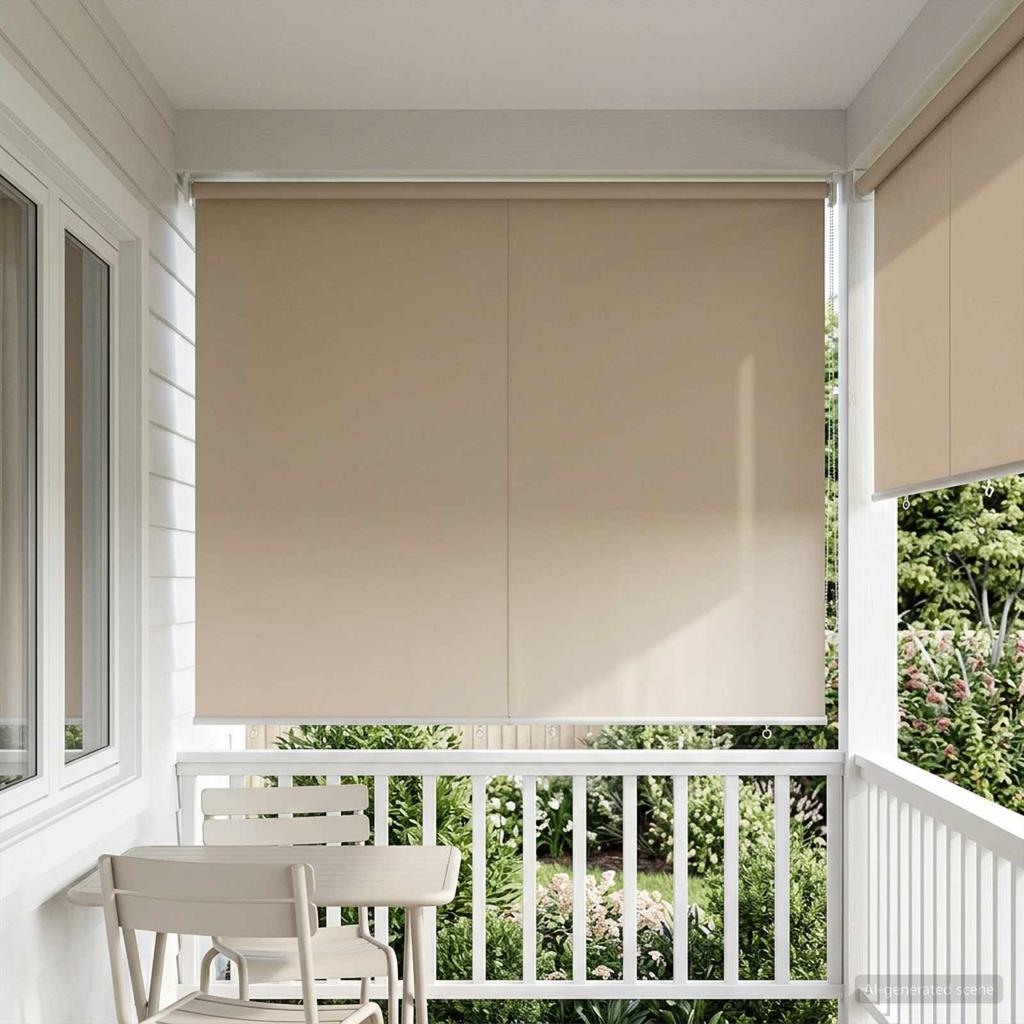Outdoor Roller Blinds with UV Protection Beige 180 x 140 cm