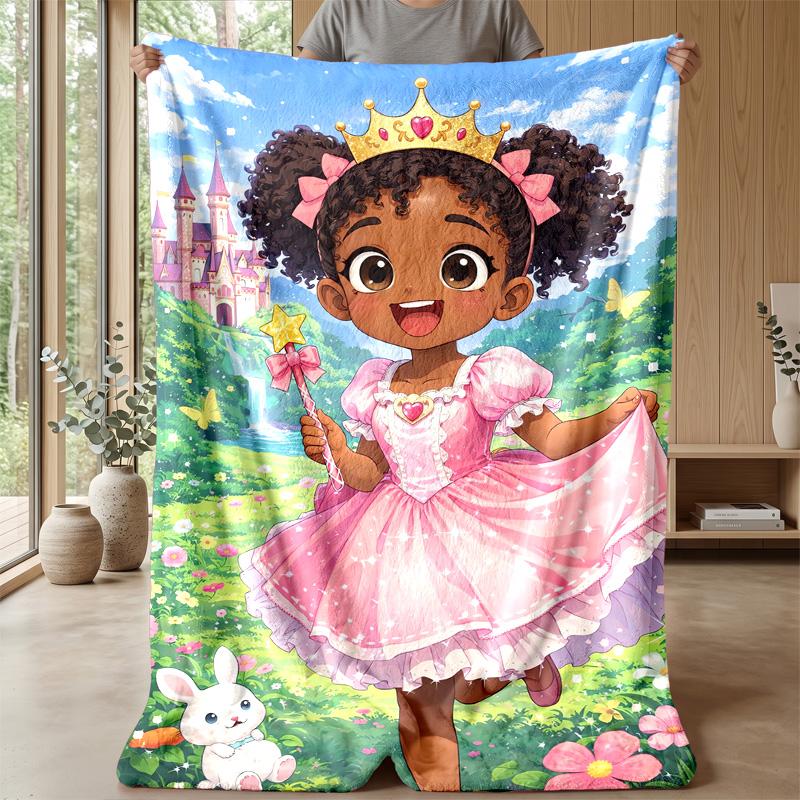 Crowned Fairy with Pink Wings blanket Personalized Name Flannel Blanket Soft Cozy Plush Throw for Sofa Bed Lightweight Home Decor