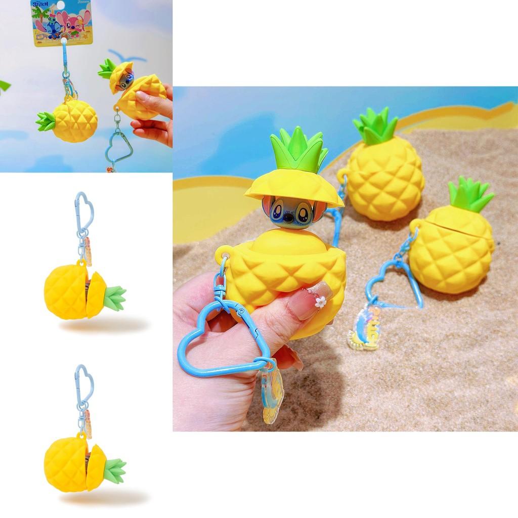 Stitch Summer Beach Collection Pineapple Silicone Keychain With Cute Character Design For Kids And Teens