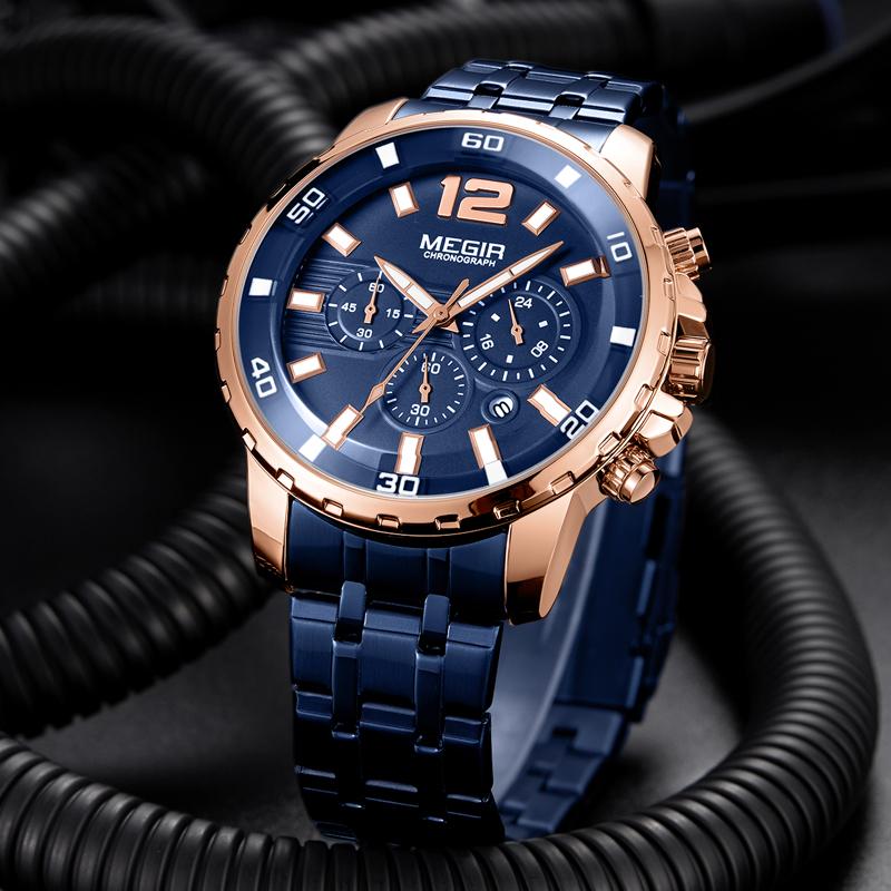 Men's Quartz Watch Business Multifunctional Casual Luxury Waterproof Stainless Steel Calendar Sports Watches for Men
