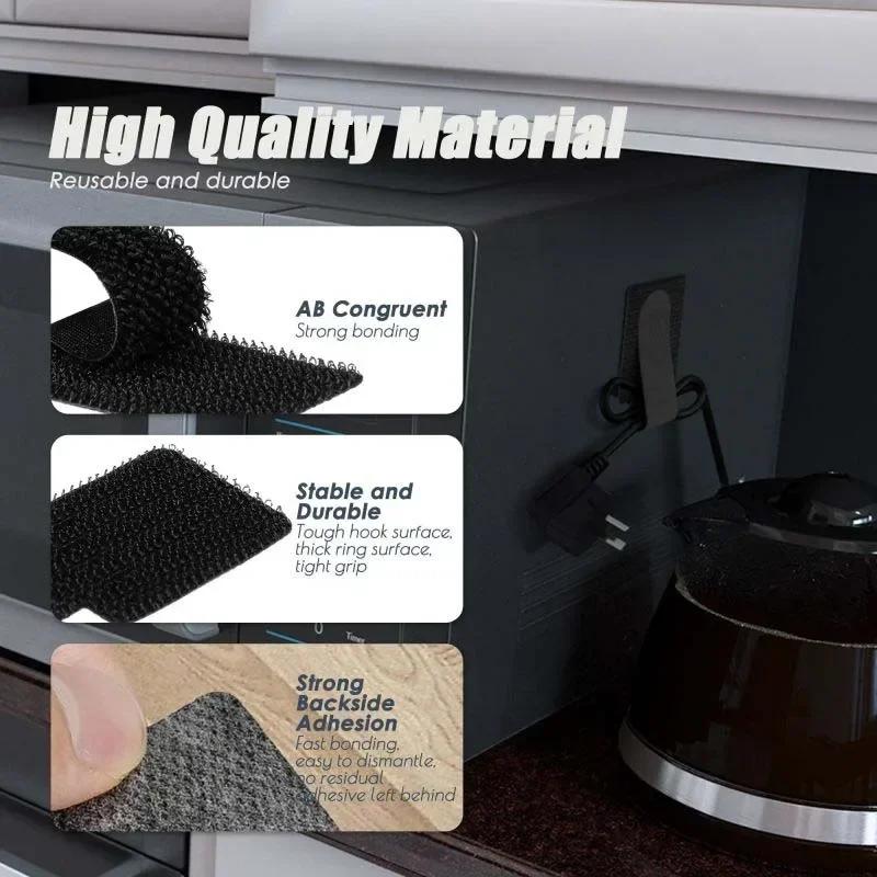 Органайзер для проводов Многоразовые кабельные стяжки Крепежный шнур Держатель для веревки Управление рабочим столом Самоклеящиеся Регулируемые ремешки-органайзеры для проводов