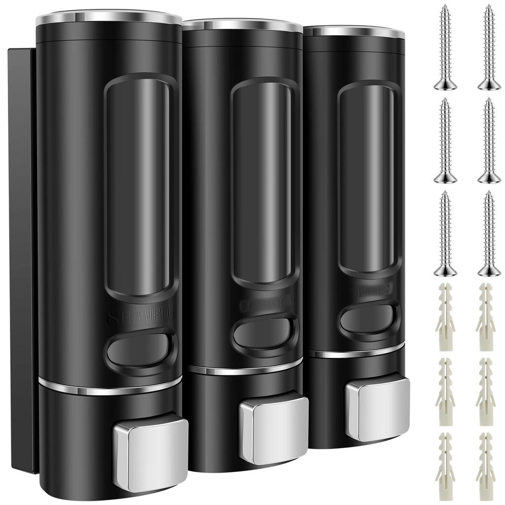 3 Chamber Shampoo Dispenser Refillable Liquid Soap Dispenser Wall Mounted Bottle Bathroom Containers  for Shower Home Hotel SPA