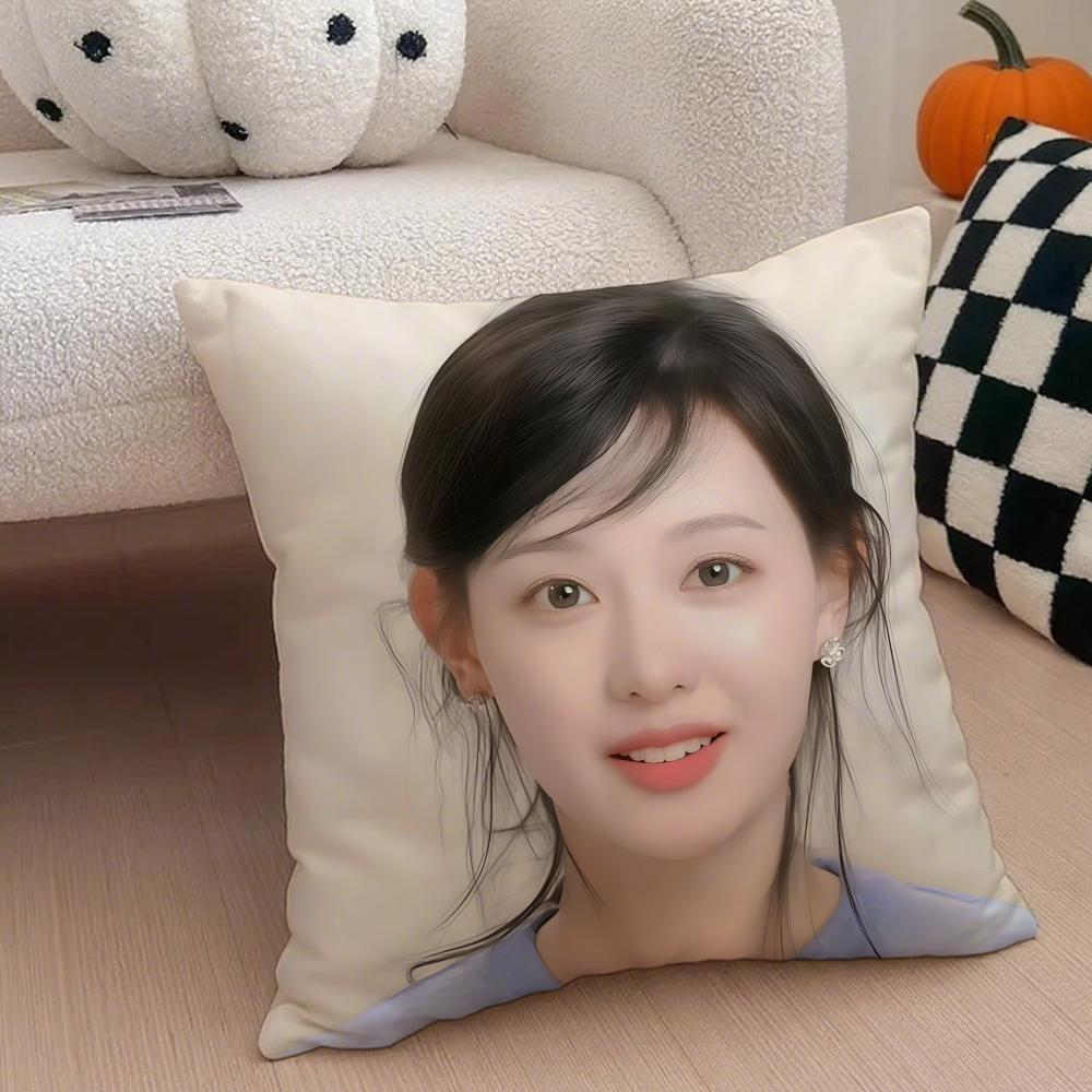 Talented Korean Beautiful Actress KKim Ji Won Cushion Cover Throw Pillow Cover Hidden Button Durable Polyester Chair Cushion
