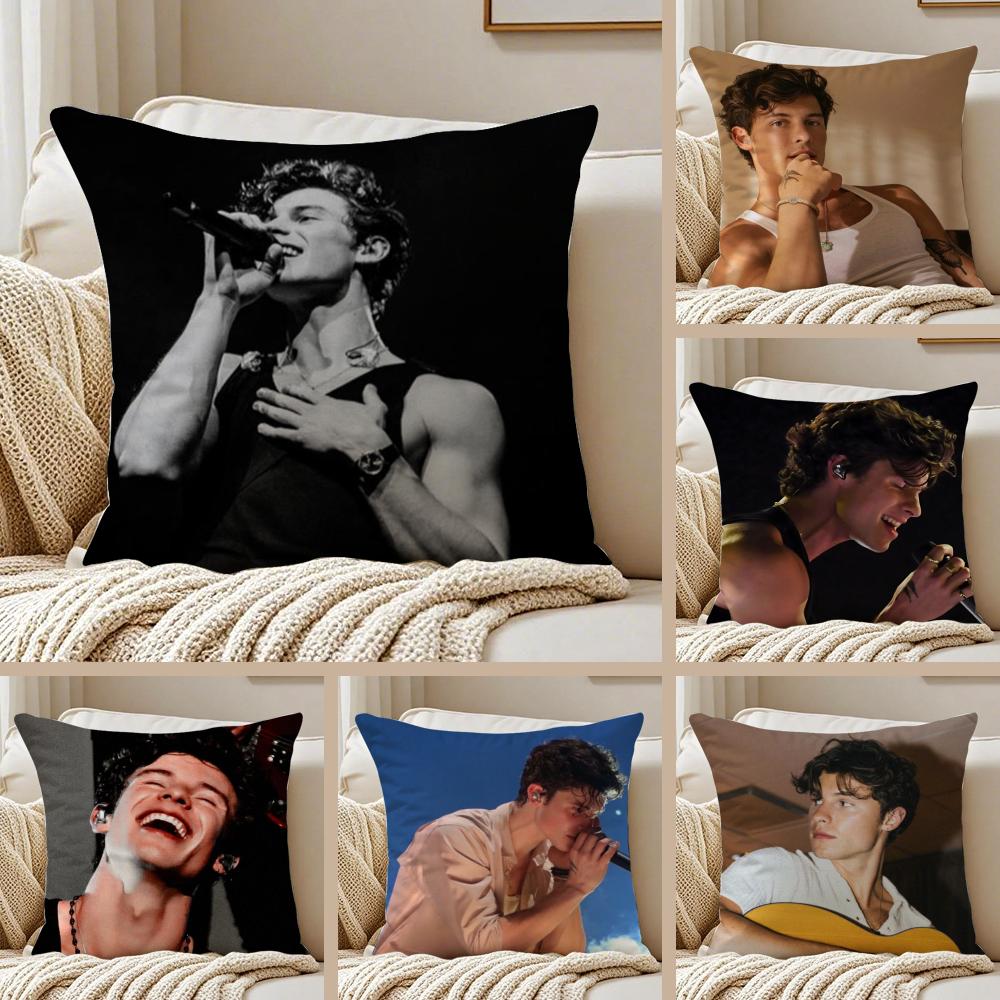 Singer SShawn Mendes Cushion Cover Silky Short Plush DoubleSided Printed Pillow Case for Sofa All Seasons Home Decor Gift