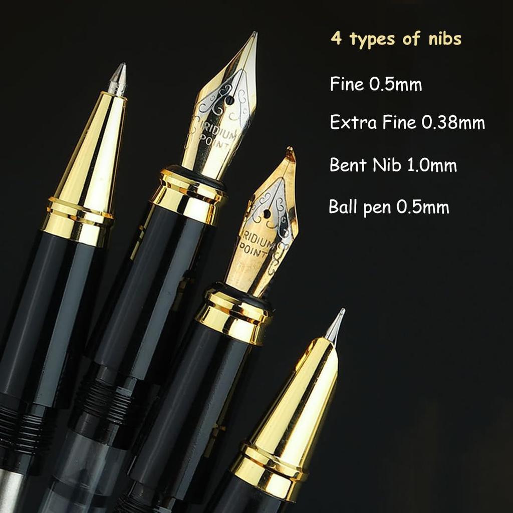 Ranvi Золотой Дракон Красные Кристальные Глаза Подарочная Перьевая Ручка с Тонким Смешанным Набором из 7 Ручек, Конвертер, Перо, Цвета,