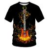 Summer Men's T-shirt 3D Print Tees Guitar Pattern Loose Round Neck Short Sleeve Tops Men