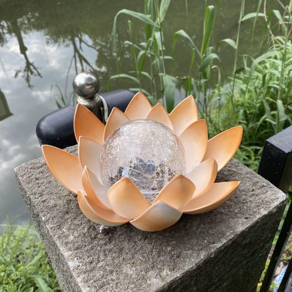 Lotus Shaped Solar Lotus Light Cordless Sculpture Garden Lamp Garden Solar Lights Home Decoration