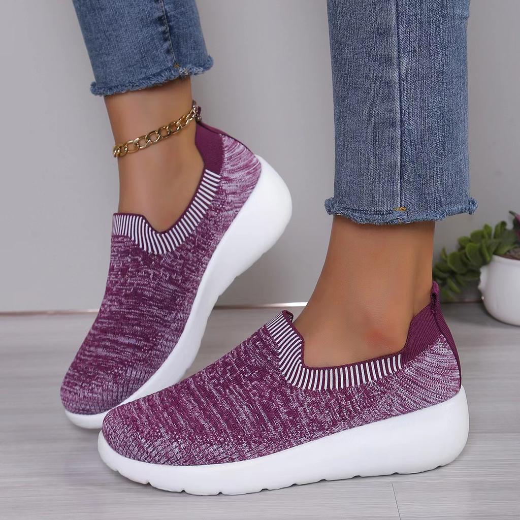 Fashion Shoes Woman 2024 Trend Sneakers Breathable Knit Slip-on Thick Bottom Comfor Light Sport Shoe Zapatillas Deportivas Para Mujeres