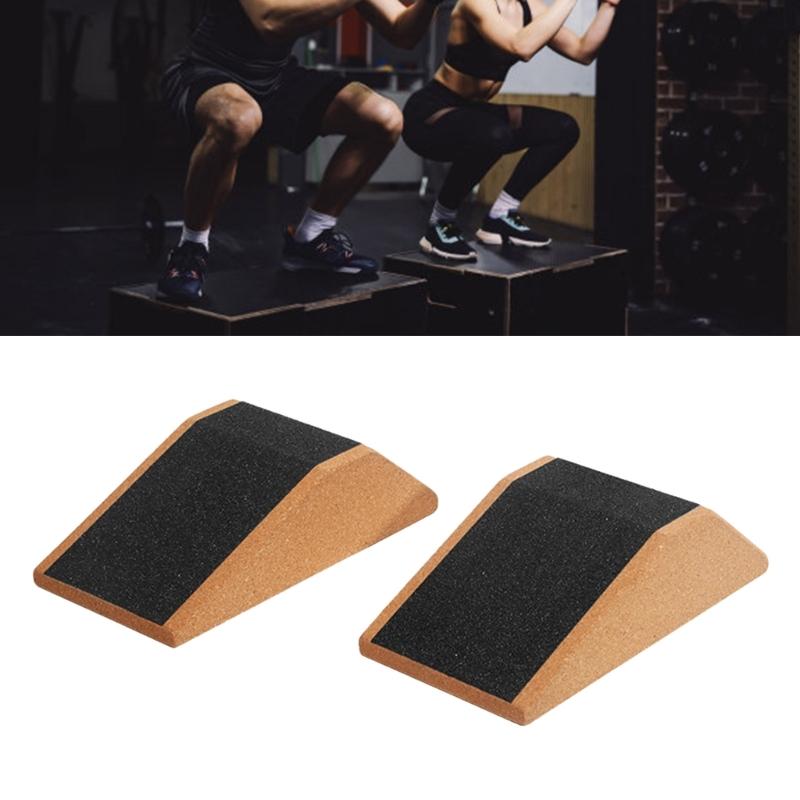 1 Pair Cork Squat Wedges Block Exercise Brick Calf Raise Block Inclines Board for Stretching Weightlifting Deadlift Yoga