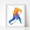 Hockey Player Poster Splash Watercolor Prints Winter Sport Wall Art Canvas Painting Hockey Goalie Illustration Room Hom No Frame