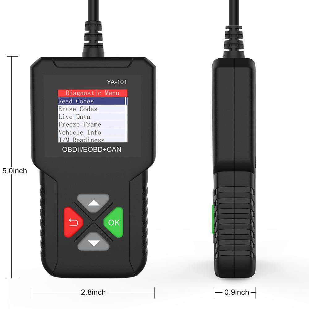 YA101 OBDII/EOBD считыватель кодов OBD2 сканер проверка батареи двигателя тестер полная функция OBD автомобильный диагностический инструмент автоматического сканирования