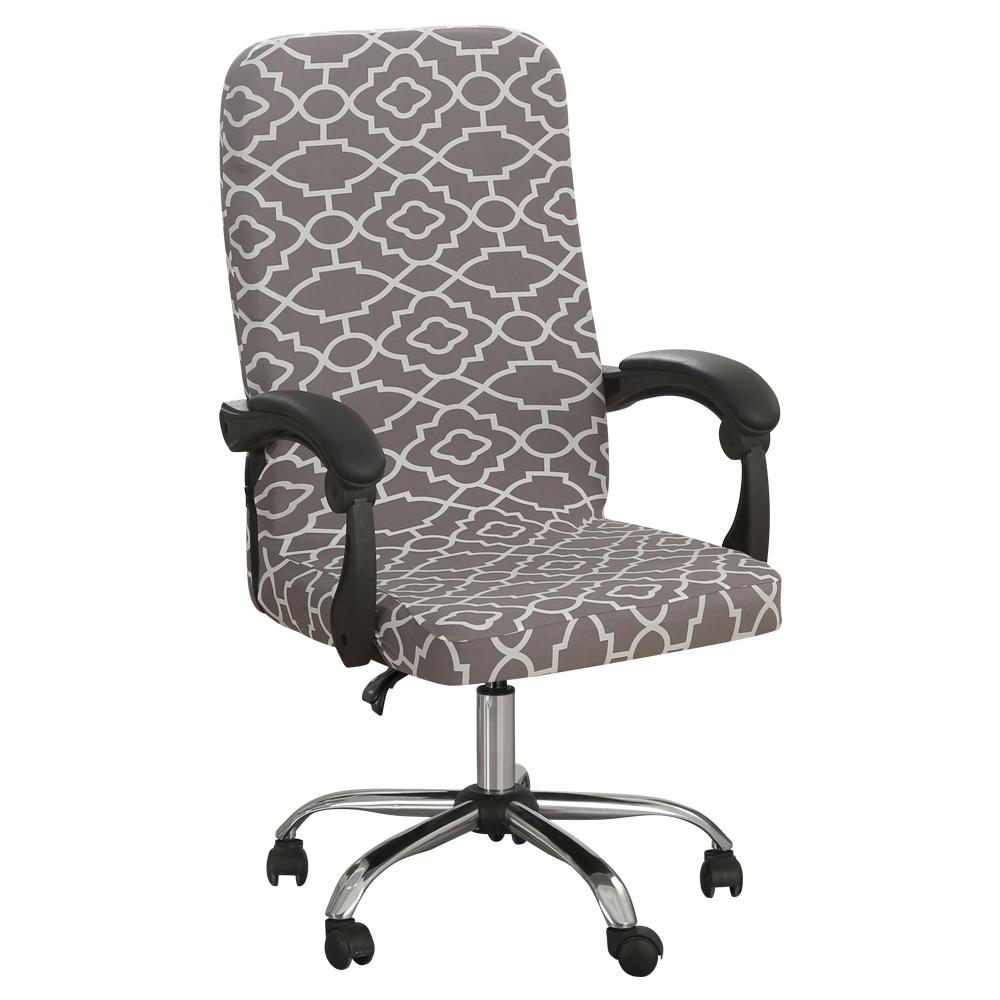 Office Computer Chair Cover Dust-proof, Geometry Stretch Printed, Elastic Game Chair Slipcover, Rotatable Armchair Protector,M/L