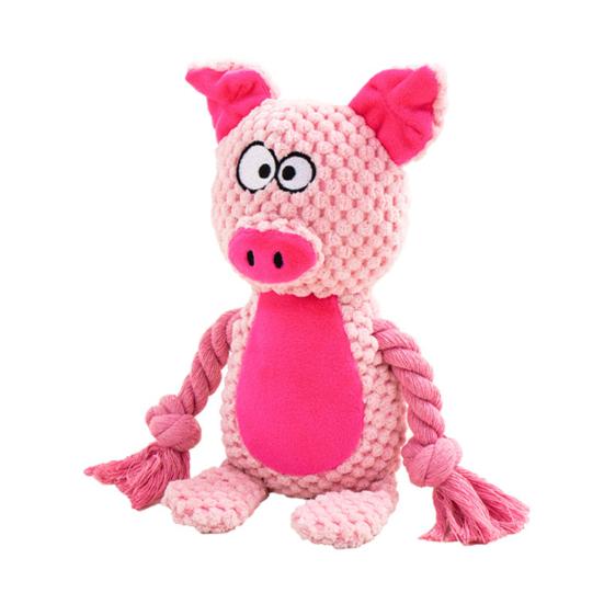 Плюшевая жевательная игрушка для собаки, пищащая плюшевая игрушка-животное для собаки, мягкие чучела с веревочными лапами, игрушка для прорезывания зубов щенка для агрессивных жевателей