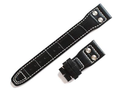 [Оригинал Import King] Запчасти для часов, совместимые с IWC Pilot Watch, Ремешок с D-образной пряжкой, Тисненая крокодиловая кожа, Spitfire, Top Gun, Черный, 2218 мм