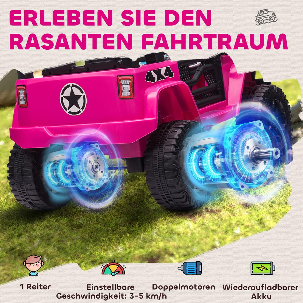 Kinder Electric Car 12V Electric Children s Car With Remote Control 2 Motor LED Horn For Children Aged 3 6 Years 100x65x72 Cm Pink