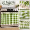 Green Plaid Cotton Linen Oven Curtain Kitchen Stove Cover Farmhouse Decor Door Panel 77x55cm