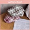 Grid Women Summer Beret Hat Short Brim Cotton Blend Material Sun Sunlight Block