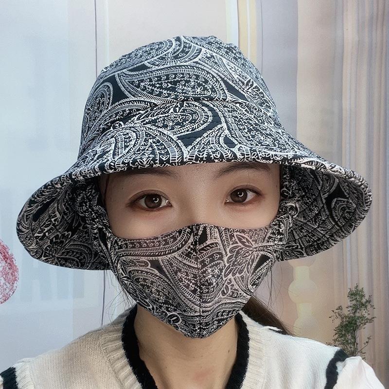 Summer sun hat bucket hat mask integrated hat summer UV protection sun hat outdoor sun protection face hat