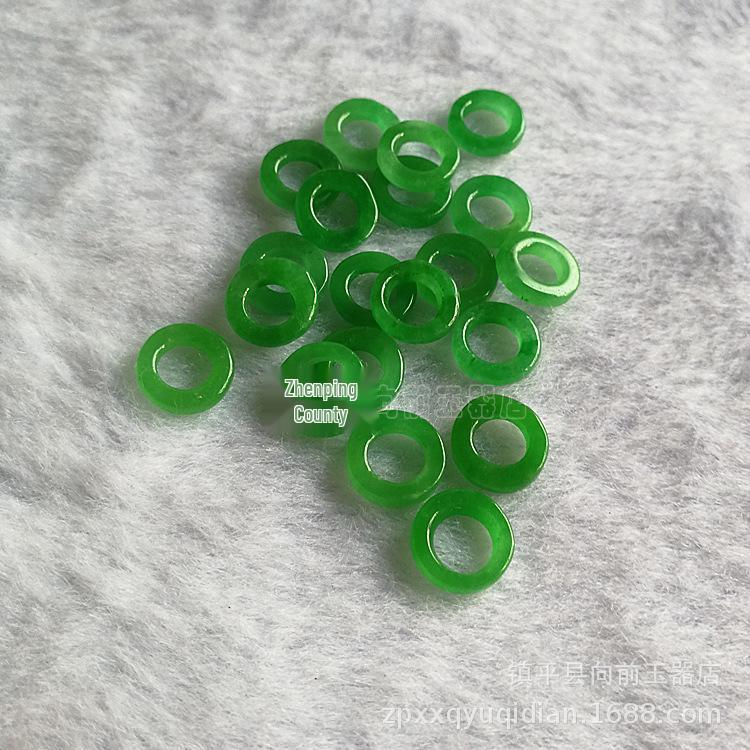 Green Jade Round Ring Loose Beads for DIY Jewelry Accessories