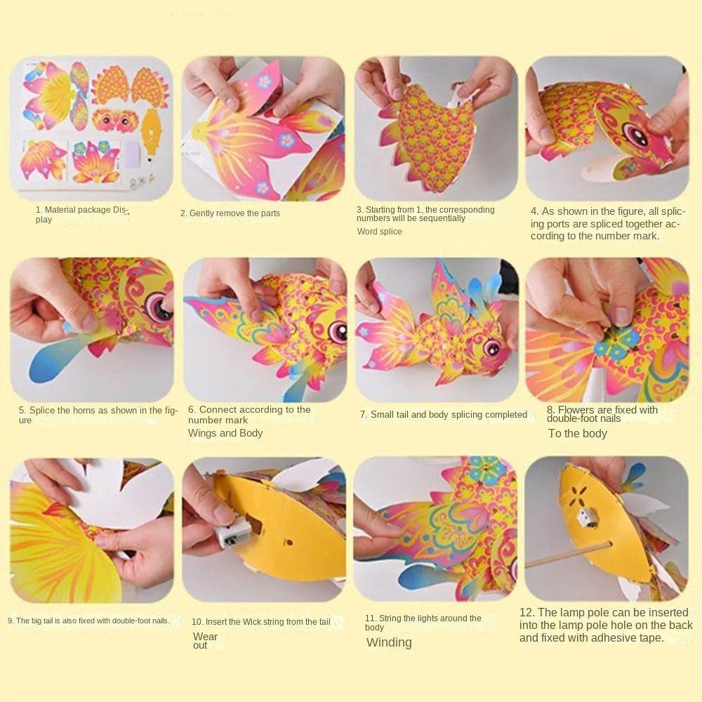 Ручной фонарик в форме рыбы Ручной работы DIY Наборы для фестивальных фонариков Праздник середины осени