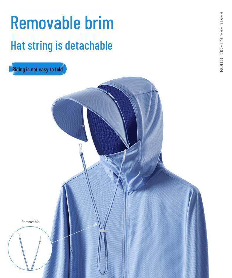 UPF50+ Ice Silk Sun Protection Jacket with Detachable Hood - Breathable Anti-UV Outerwear for Men and Women