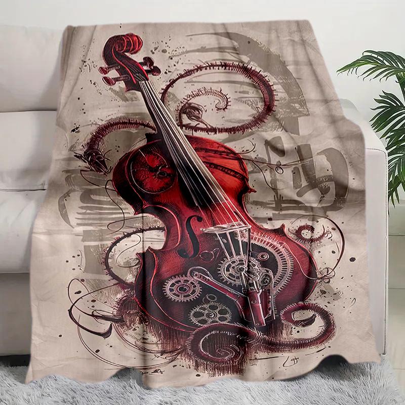 1PC Musical elements printed blanket, all season lightweight home office outdoor nap multifunctional blanket A9