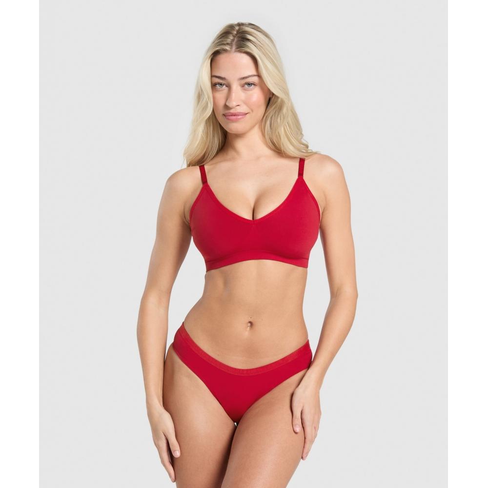 Gymshark Бесшовный бюстгальтер-бралетт с V-образным вырезом Карминно-красный B6a7k Rbqw