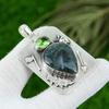 Natural Solar Moss Agate Gemstone Pendant Green 925 Sterling Silver Jewelry