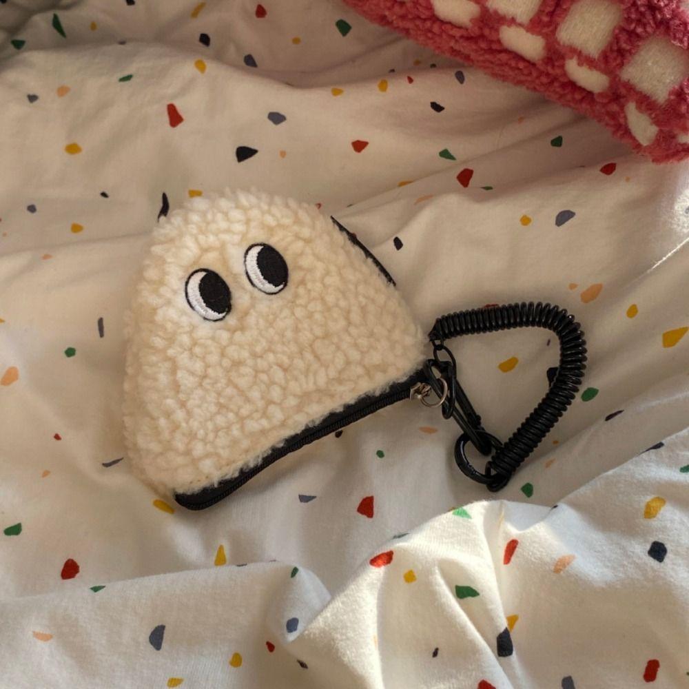 Rice Ball Doll Coin Purse with Zipper Small Pendant Fluffy Small Bag Portable Hanging Bag Personality Niche Storage Bag