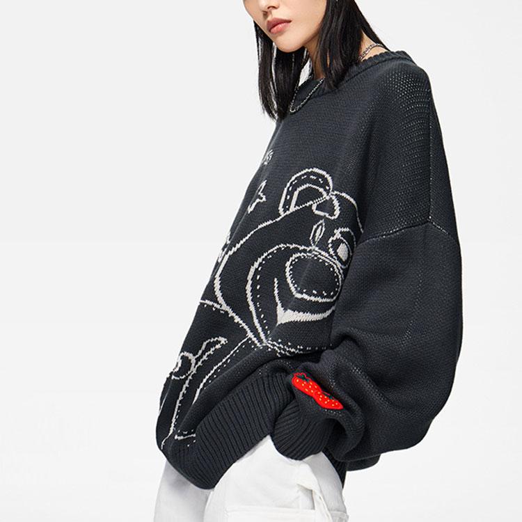 Li-Ning X Disney Toy Story Клубничный Медведь Коллекция Мультфильм Медведь С Круглым Вырезом Свободный Свитер С Длинными Рукавами Женский Свитер AMBS198-6