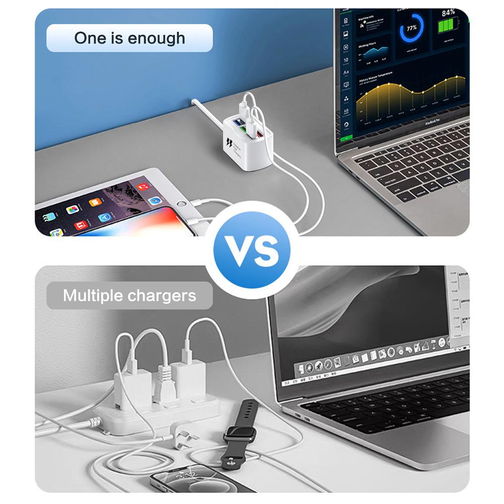 6-in-1 Fast Charging Power Strip with USB Hub 1m Cord Desktop Charging Station for iPhone Home Office Multi Ports Adapter Socket