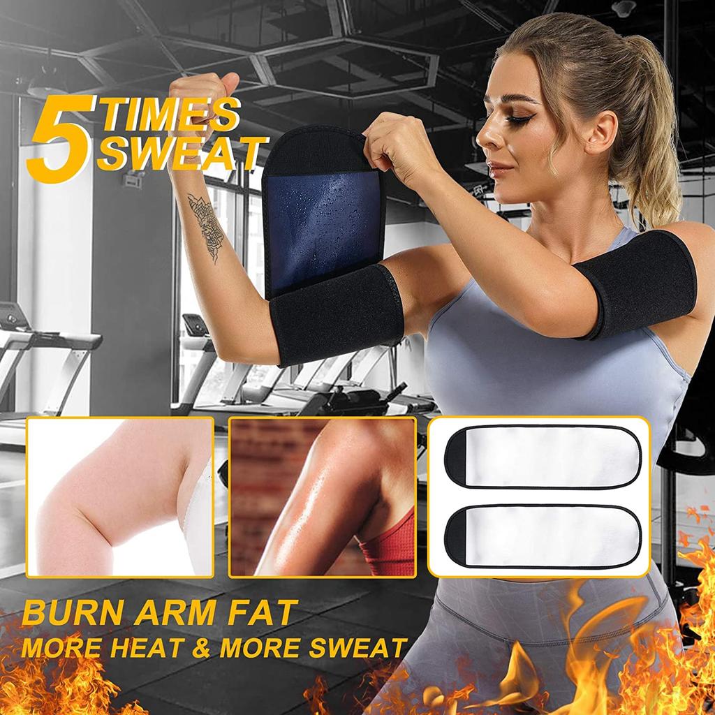 1 Pair Arm Trimmers for Women and Men Pair Sauna Sweat Arm Shaper Bands Adjustable Arm Trainer Toner Sleeves for Sports Workout